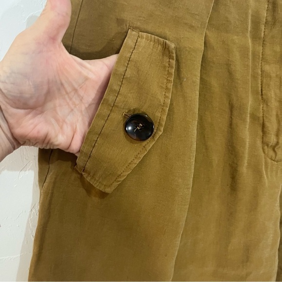 Zara Mustard Pleated High Waisted Trouser Shorts Small - Picture 3 of 9